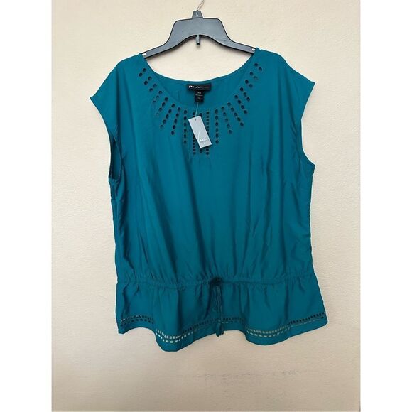 LANE BRYANT Teal Elastic Waist Sleeveless Blouse 26/28  NWT - Picture 1 of 6
